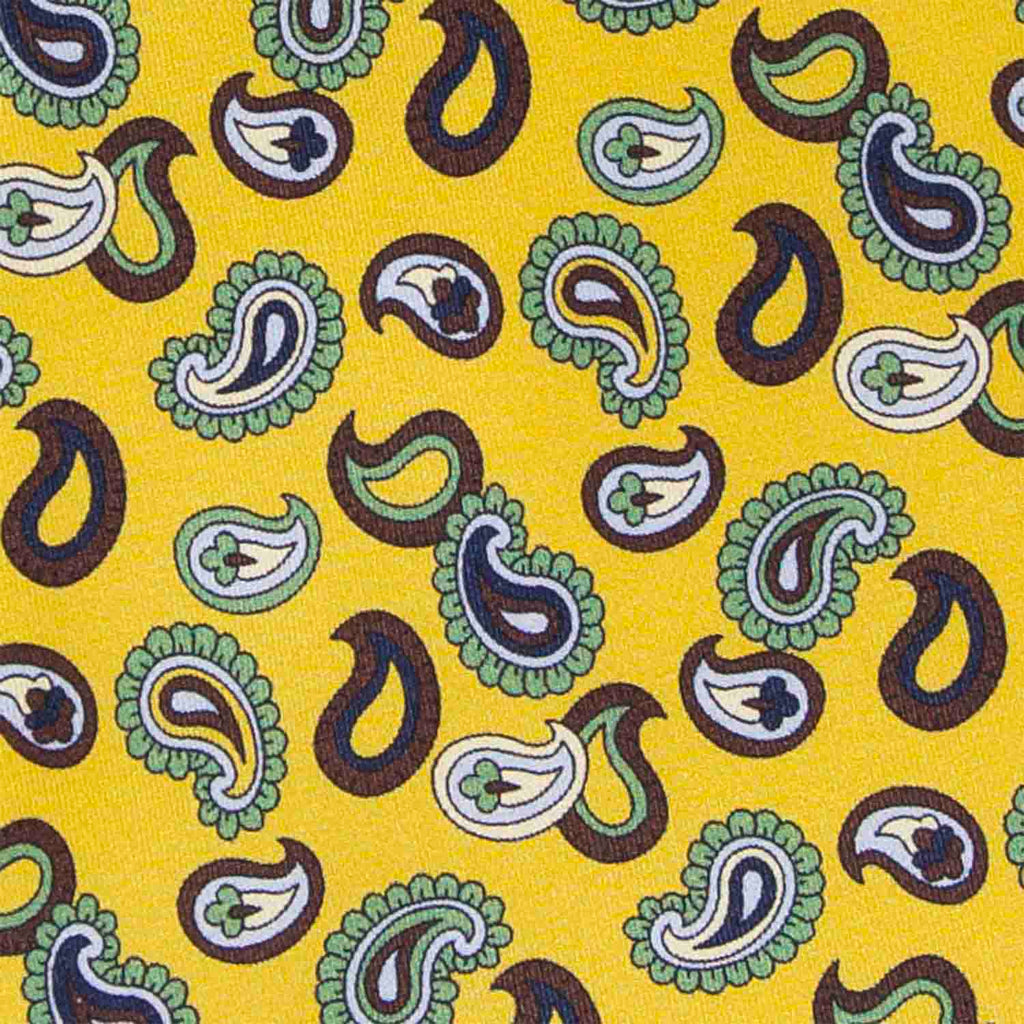 Yellow, Green and Brown Paisley Silk Tie Serà Fine Silk