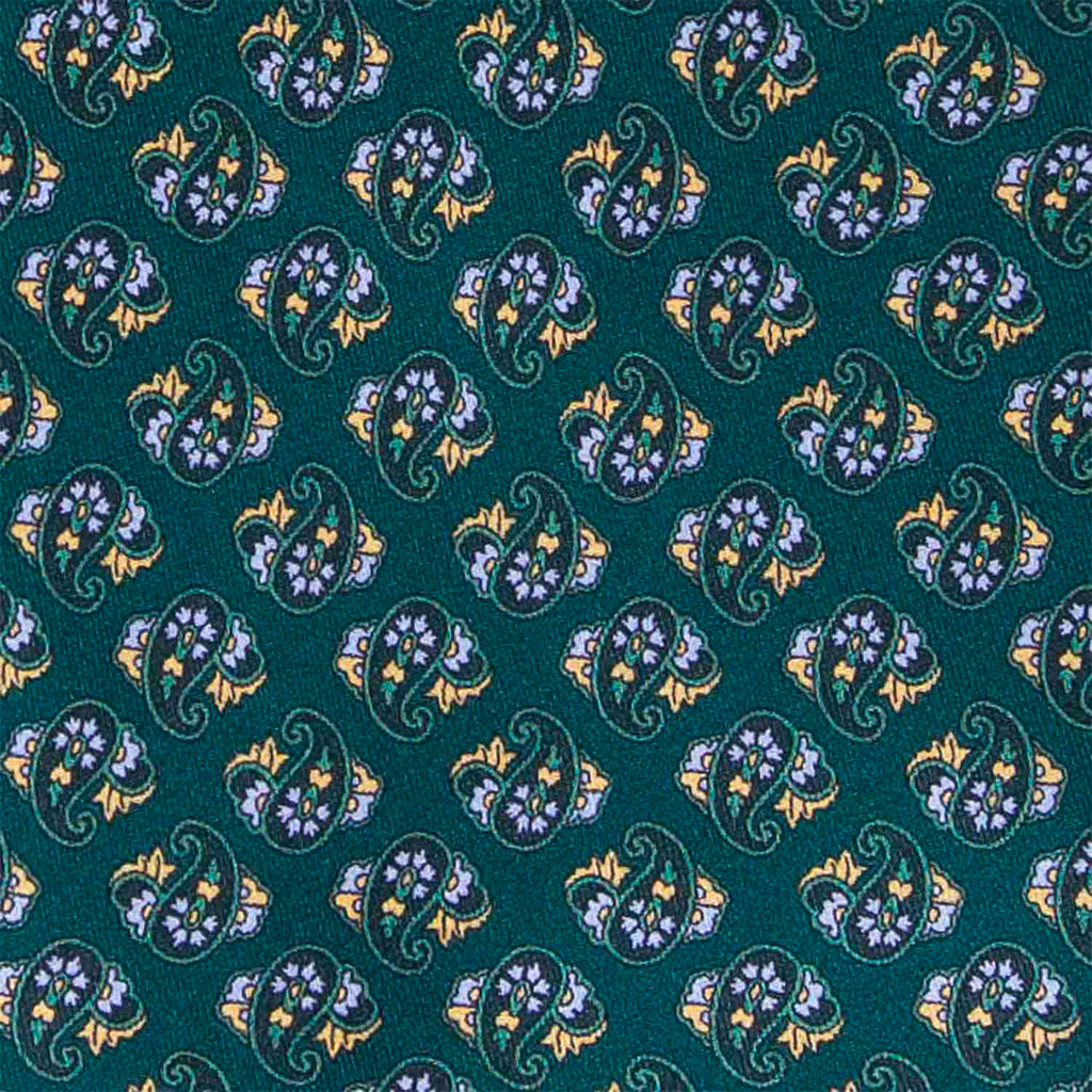 Green and Yellow Paisley Silk Tie Serà Fine Silk
