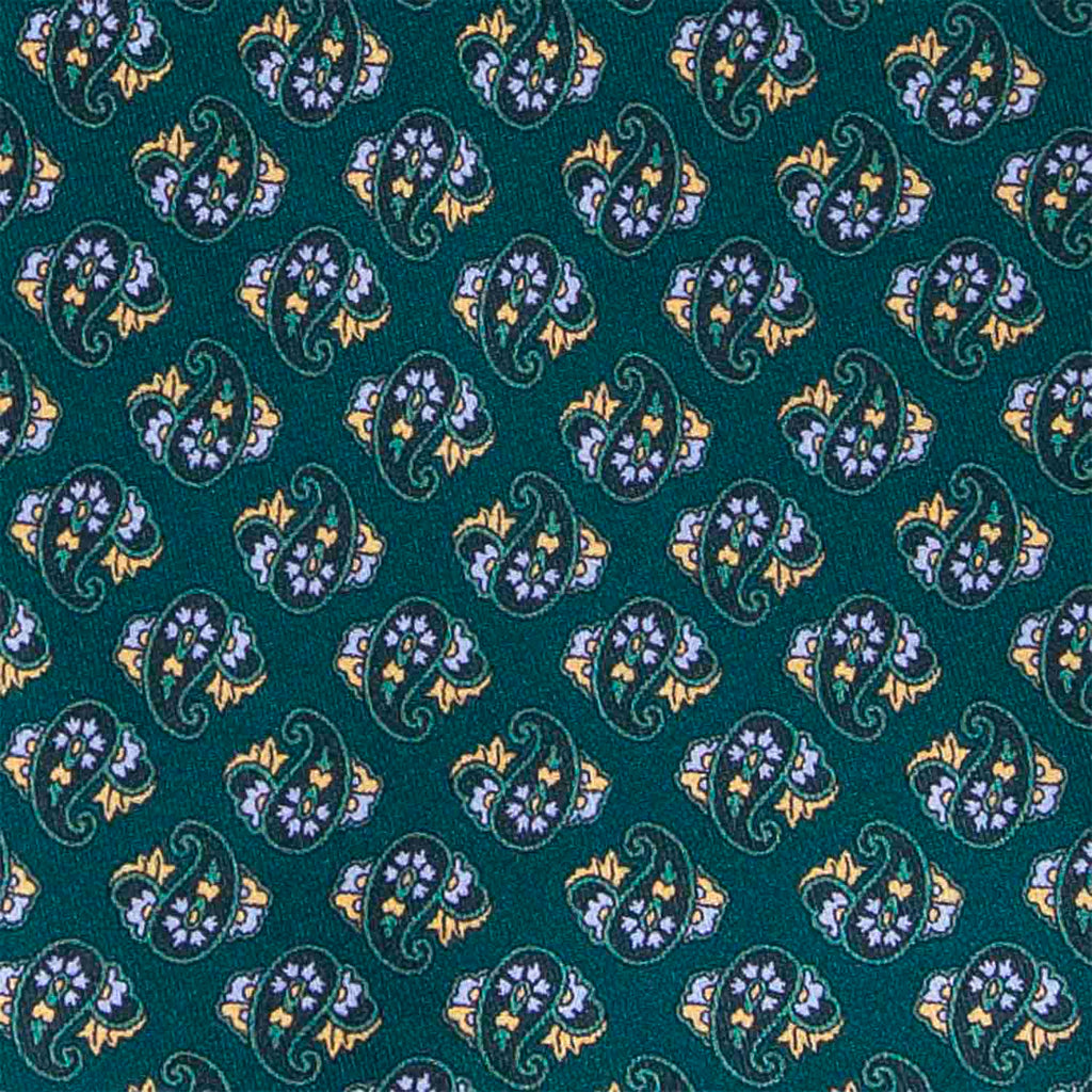 Green and Yellow Paisley Silk Tie Serà Fine Silk