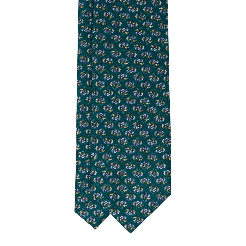 Green and Yellow Paisley Silk Tie Serà Fine Silk