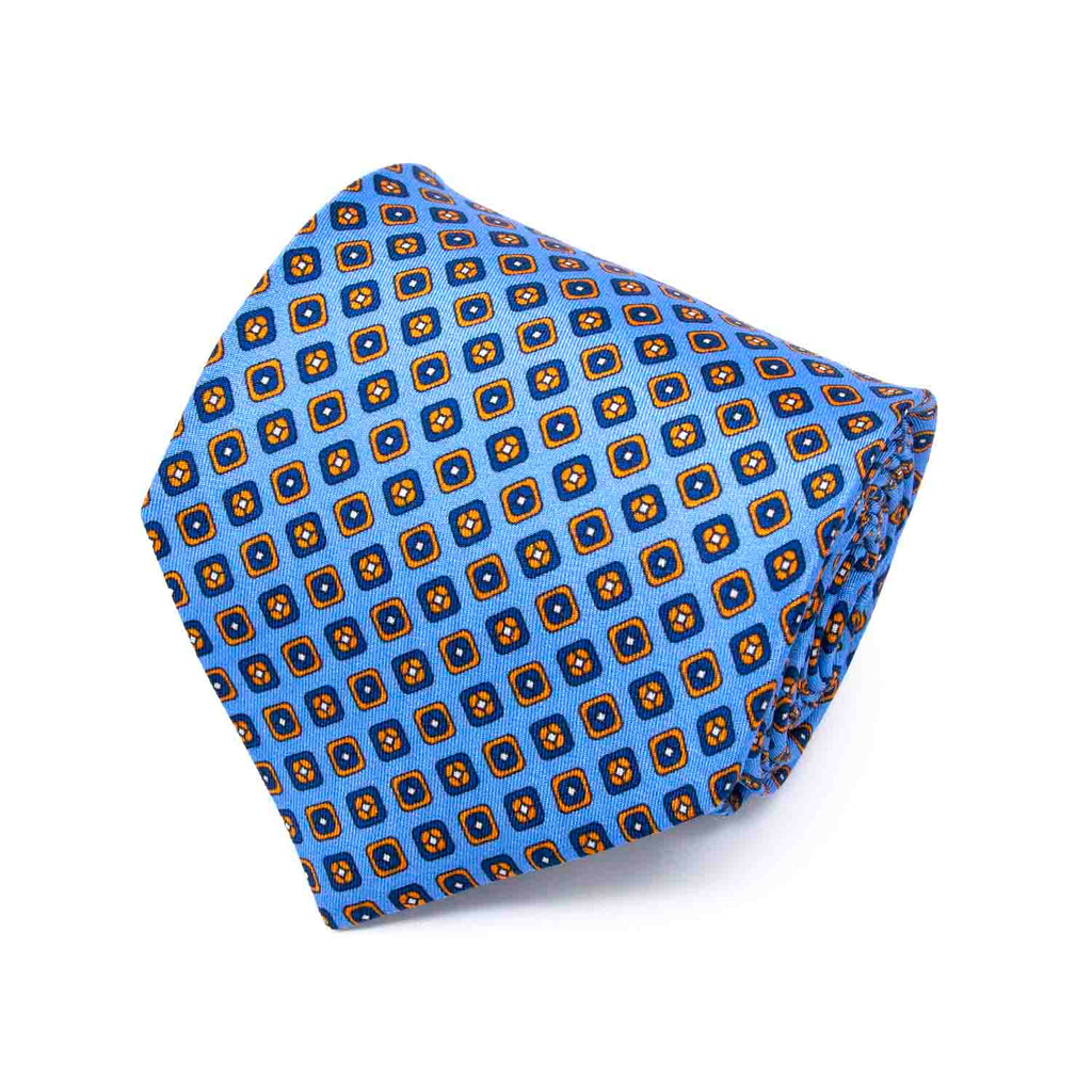 Light Blue and Yellow Paisley Silk Tie Serà Fine Silk