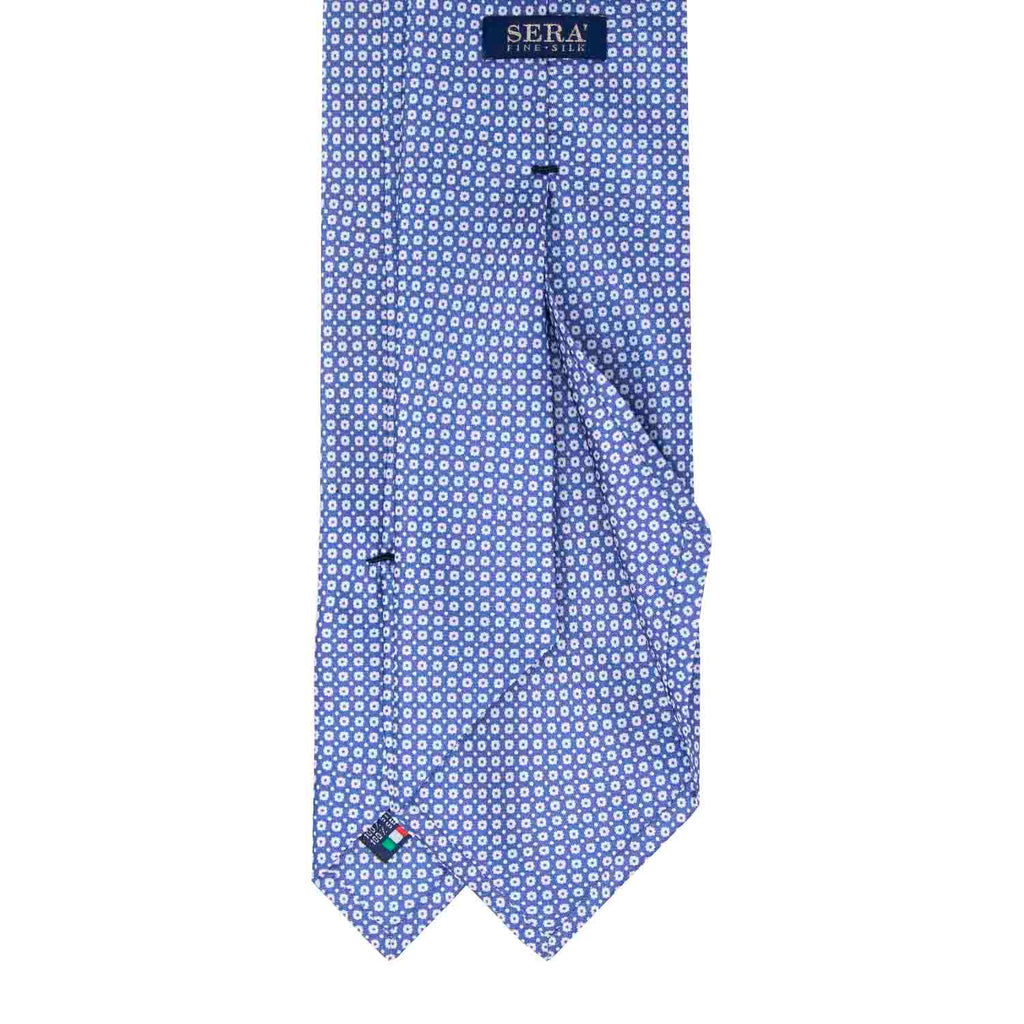 Light Blue with Small White Flowers Silk Tie Serà Fine Silk