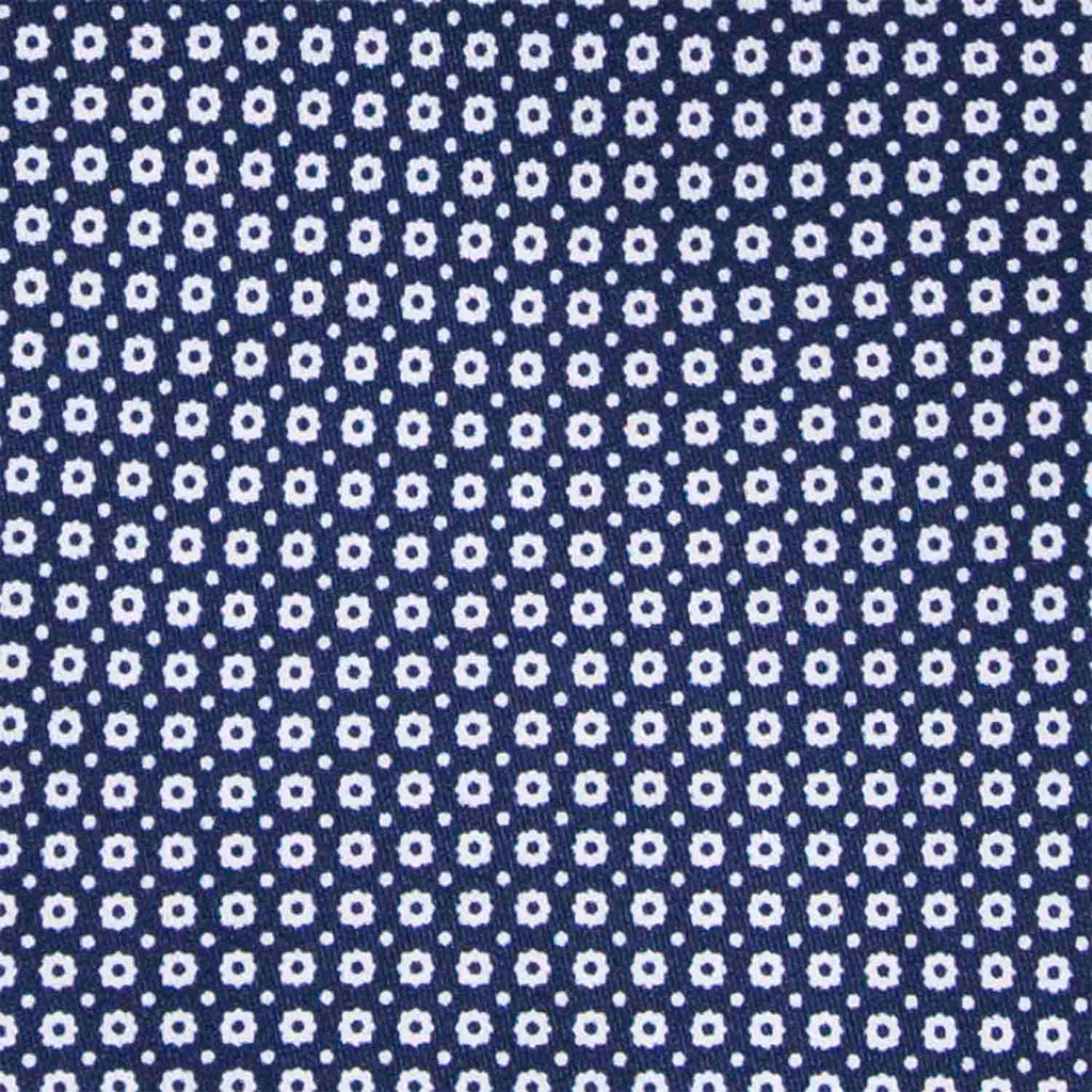 Navy Blue with Small White Flowers Silk Tie Serà Fine Silk