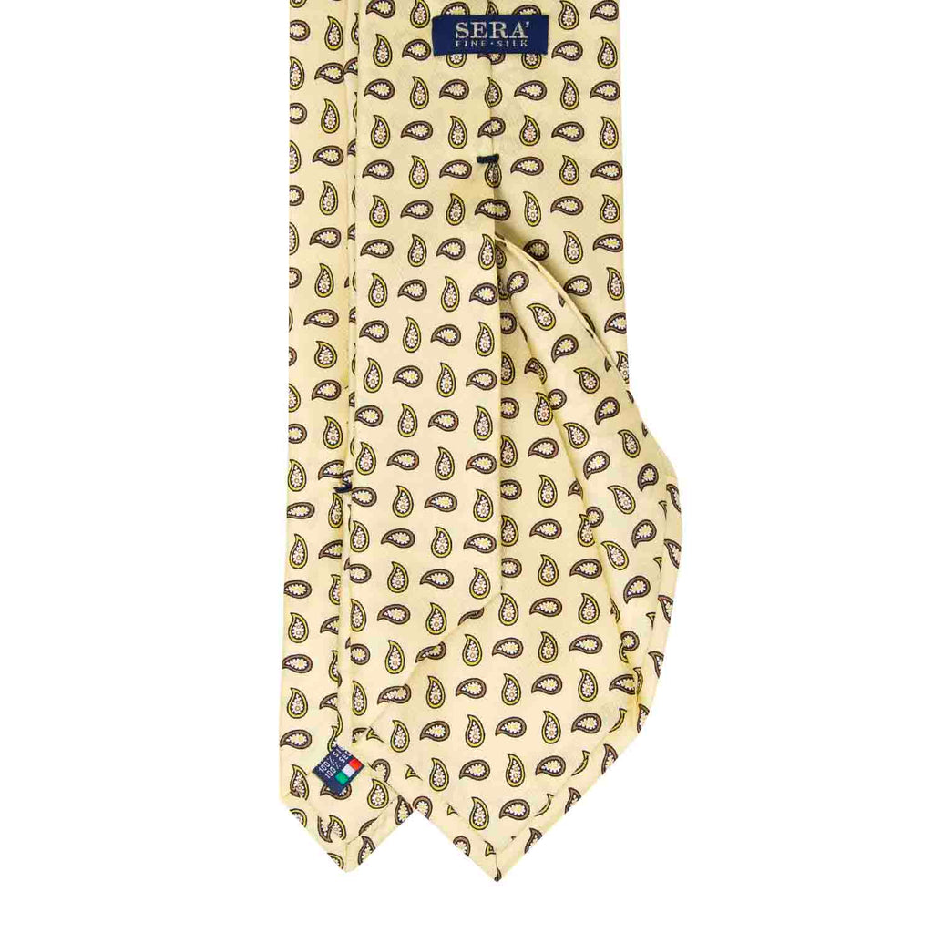 Pale Yellow Paisley Silk Tie Serà Fine Silk