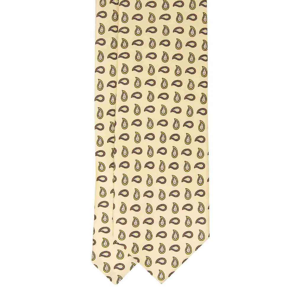 Pale Yellow Paisley Silk Tie Serà Fine Silk