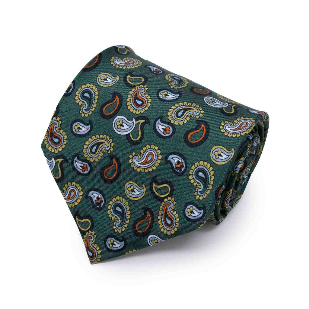 Sage Green Paisley Silk Tie Serà Fine Silk