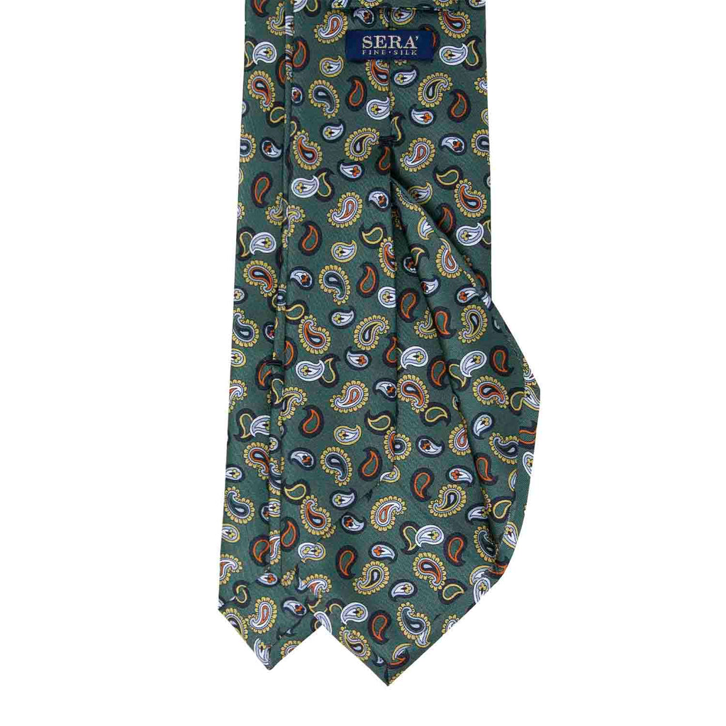 Sage Green Paisley Silk Tie Serà Fine Silk