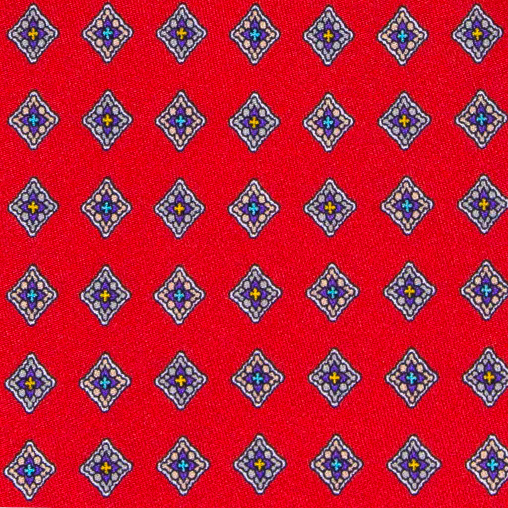 Red with Diamonds Pattern Silk Tie Serà Fine Silk