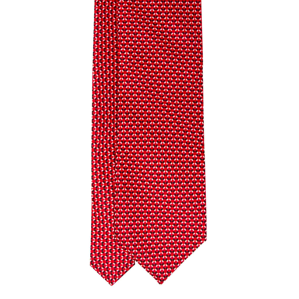 Red with Small Geometric Pattern Silk Tie Serà Fine Silk