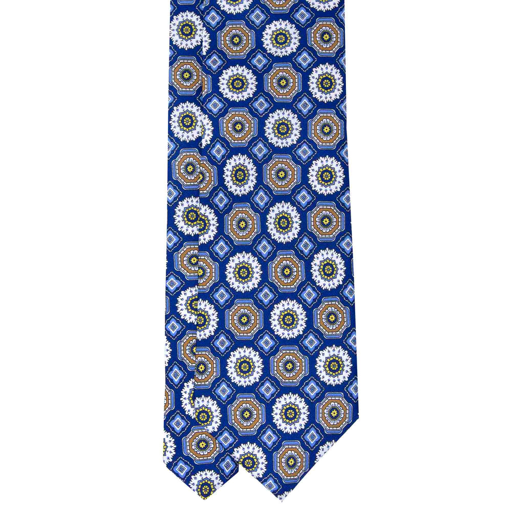 Royal Blue Medallions Silk Tie Serà Fine Silk