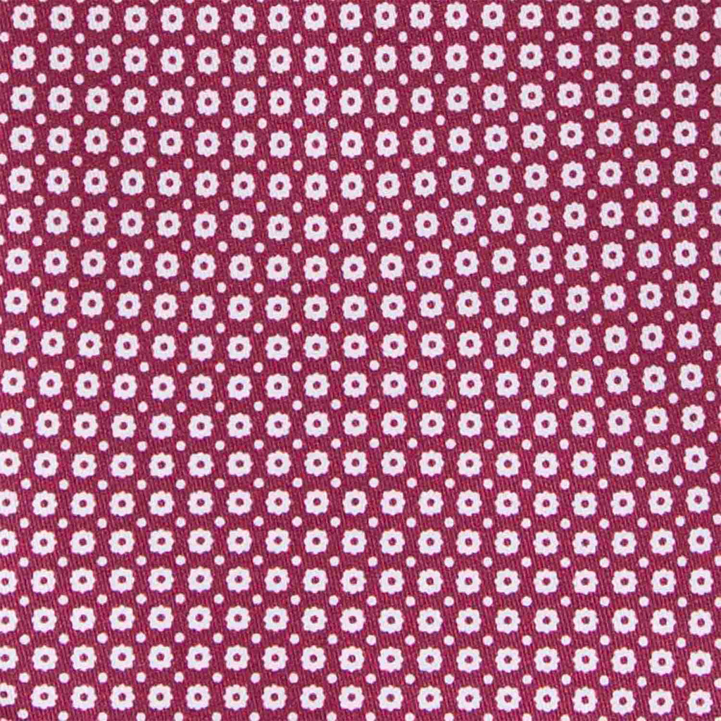 Burgundy with Small White Flowers Silk Tie Serà Fine Silk
