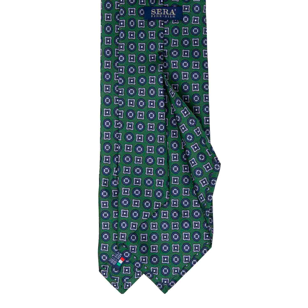 Green and Grey Pattern Silk Tie Serà Fine Silk