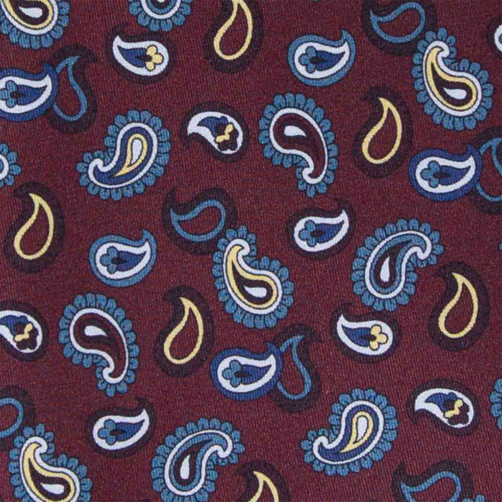 Maroon and Blue Paisley Silk Tie Serà Fine Silk