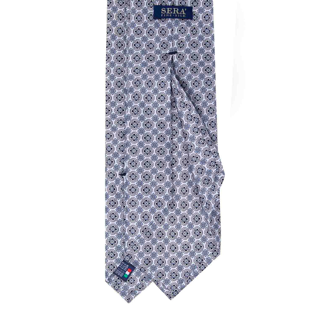 Pale Light Blue and Pink Pattern Silk Tie Serà Fine Silk