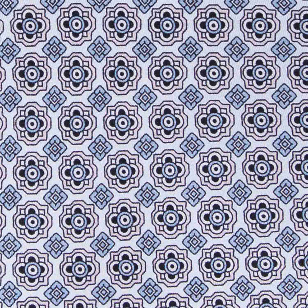 Pale Light Blue and Pink Pattern Silk Tie Serà Fine Silk