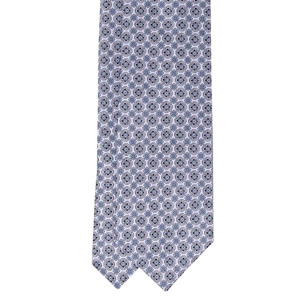 Pale Light Blue and Pink Pattern Silk Tie Serà Fine Silk