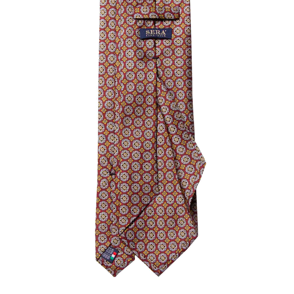 Burgundy & Gold Pattern Silk Tie Serà Fine Silk