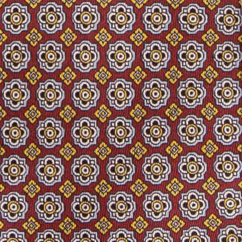 Burgundy & Gold Pattern Silk Tie Serà Fine Silk