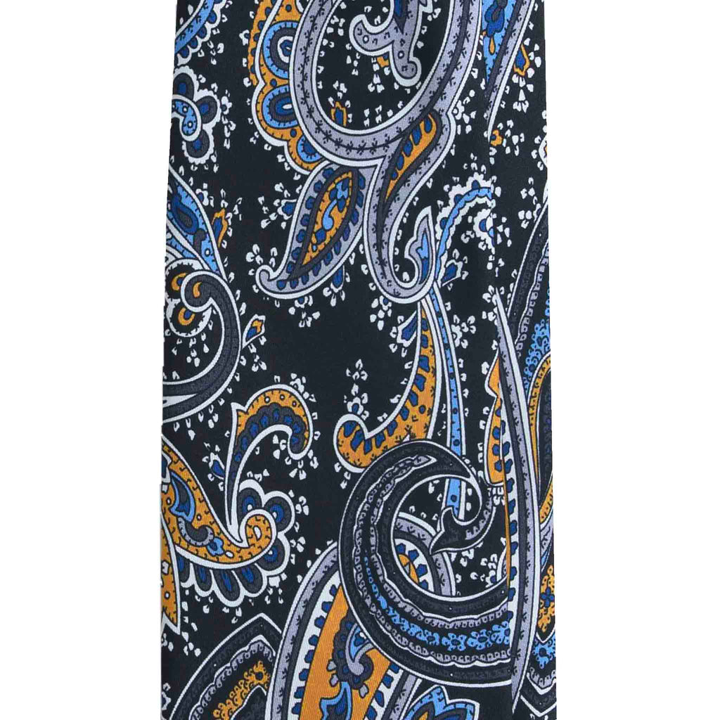 Black Silk Tie with Classic Paisley Pattern Serà Fine Silk