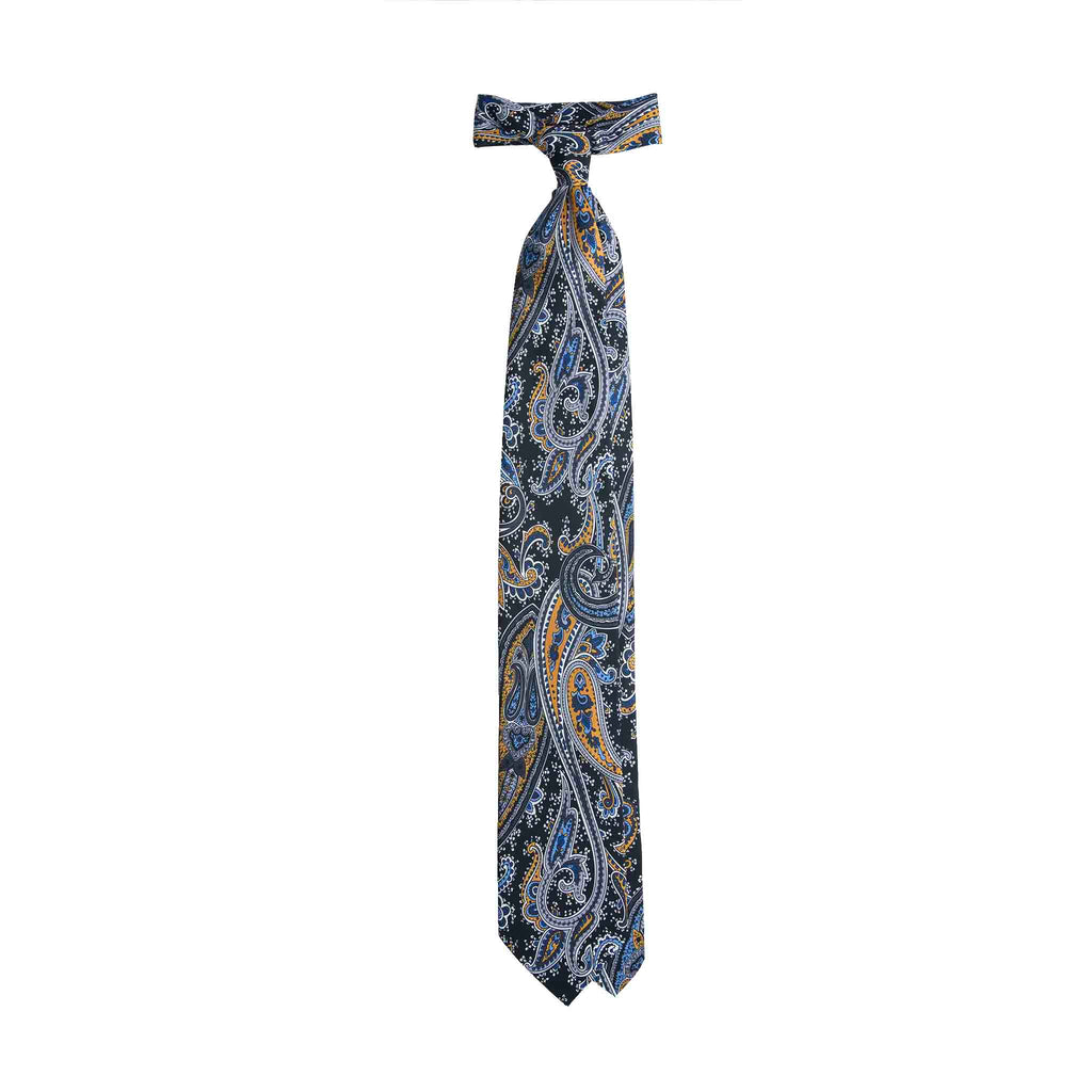 Black Silk Tie with Classic Paisley Pattern Serà Fine Silk