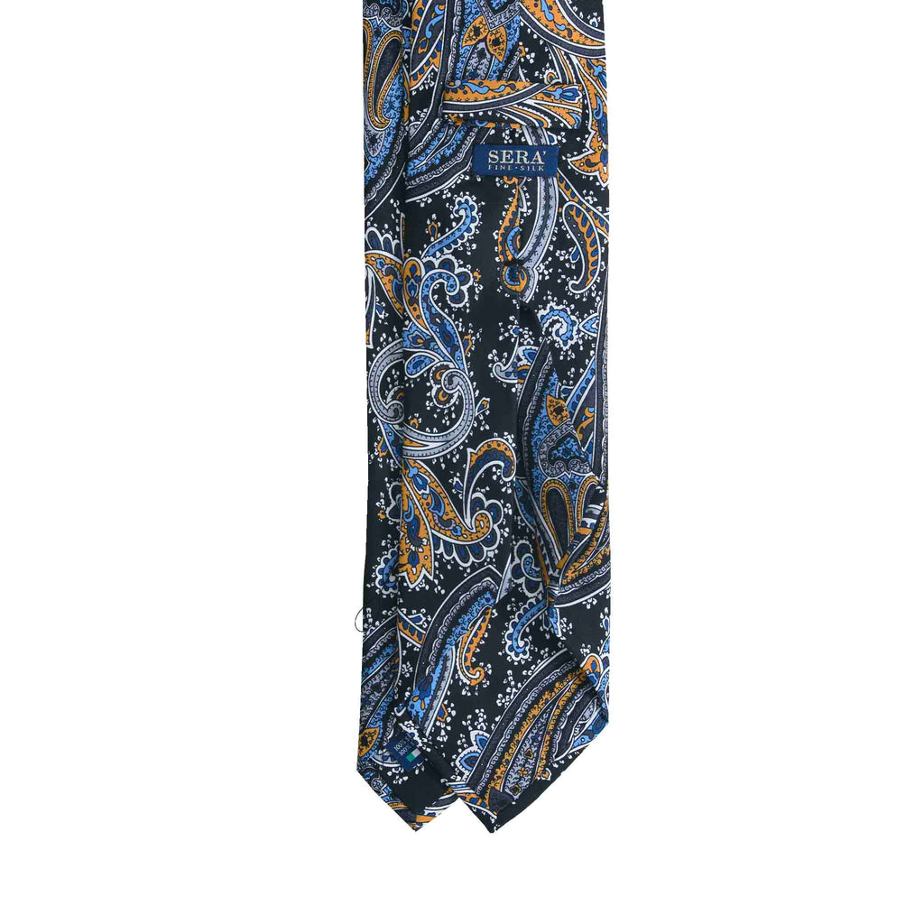 Black Silk Tie with Classic Paisley Pattern Serà Fine Silk