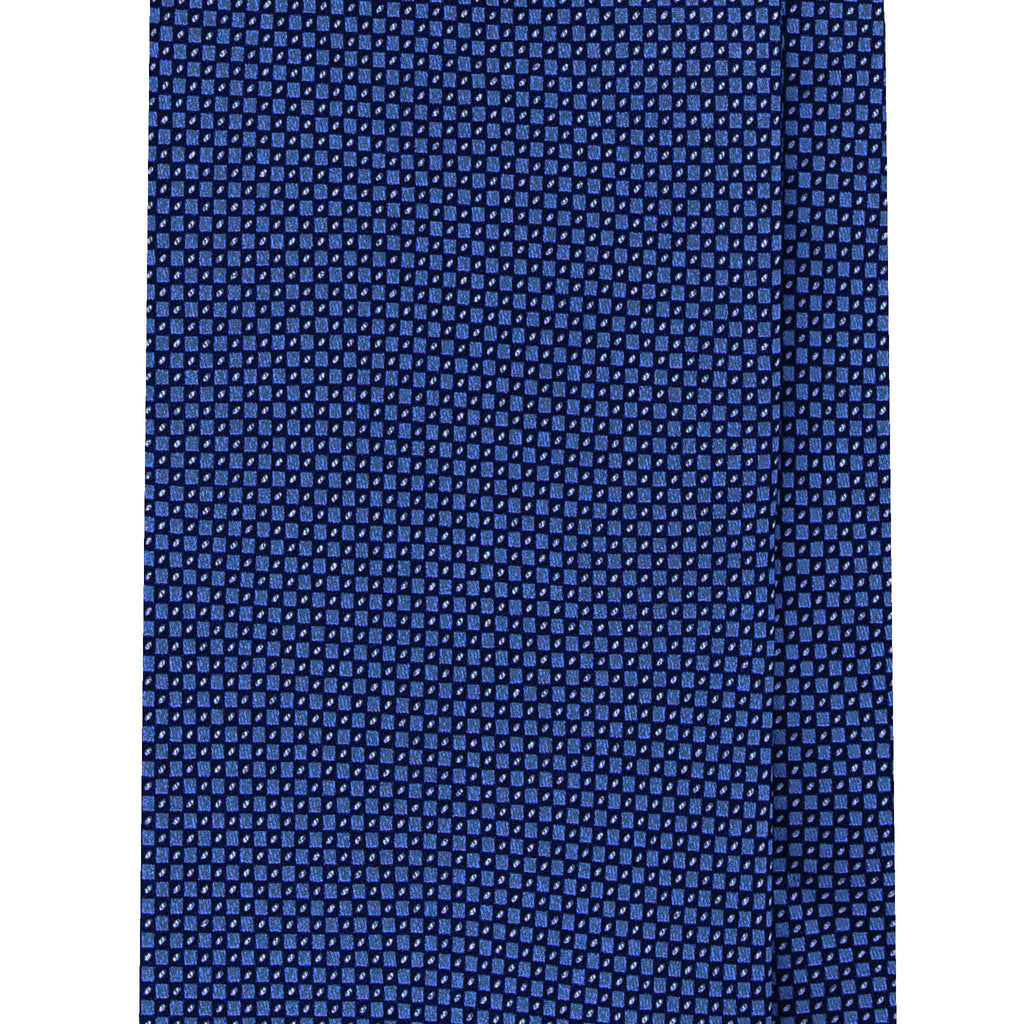 Blue Silk Tie with Geometric Micropattern Serà Fine Silk