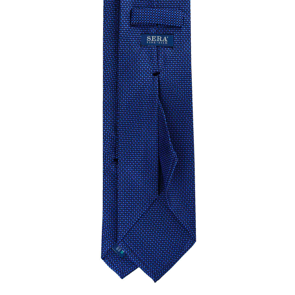 Blue Silk Tie with Geometric Micropattern Serà Fine Silk