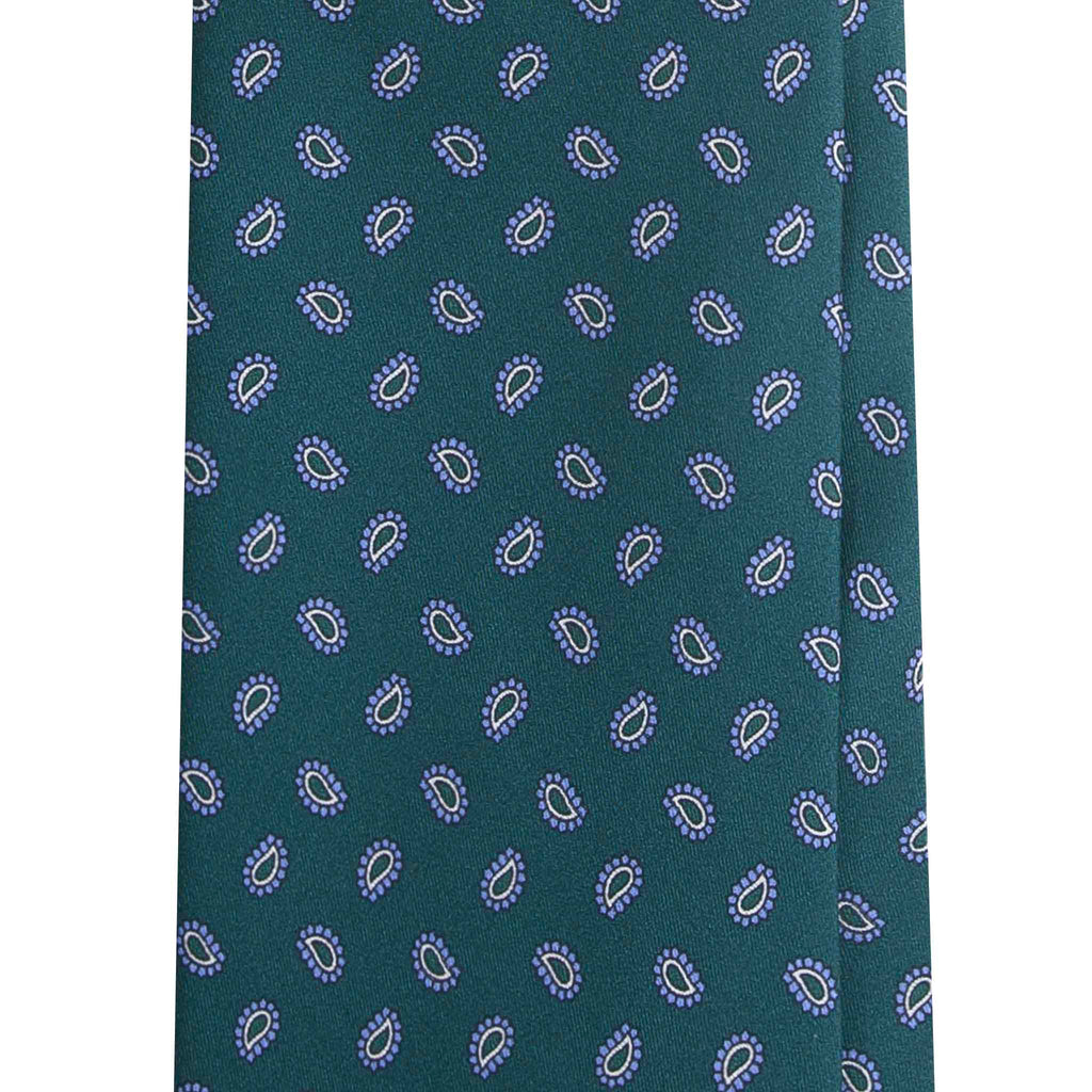 Dark Green Silk Tie with Small Paisley Serà Fine Silk