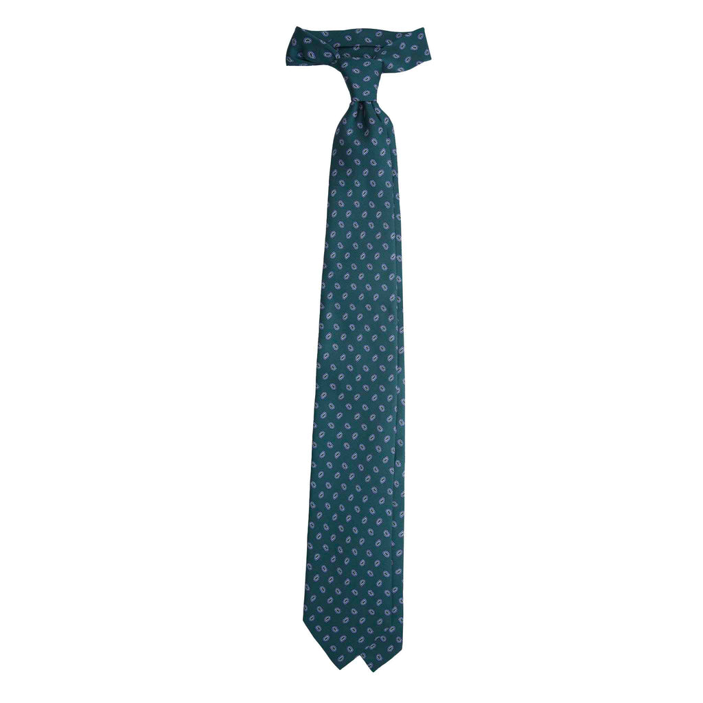 Dark Green Silk Tie with Small Paisley Serà Fine Silk