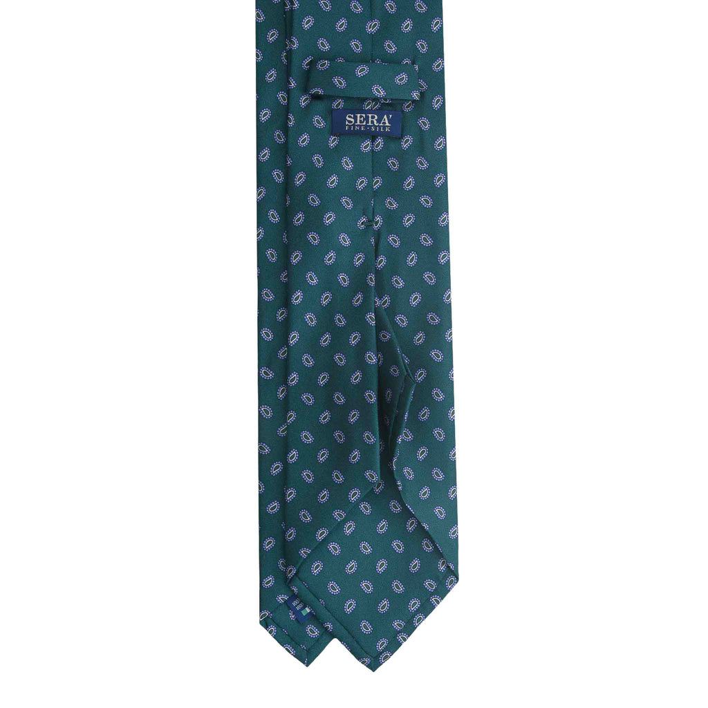Dark Green Silk Tie with Small Paisley Serà Fine Silk