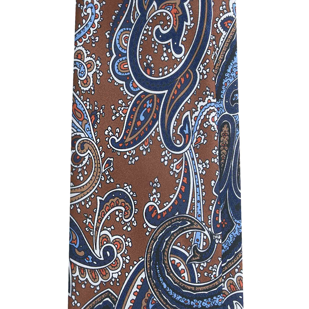 Havana Brown Silk Tie with Classic Paisley Pattern Serà Fine Silk