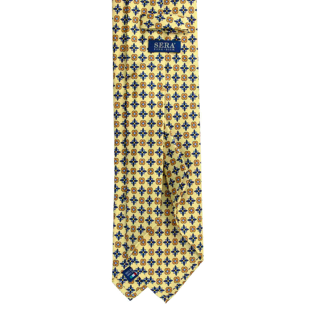 Dual Pattern Ties Yellow Silk Tie with Dual Floral Motif | Serà Fine Silk