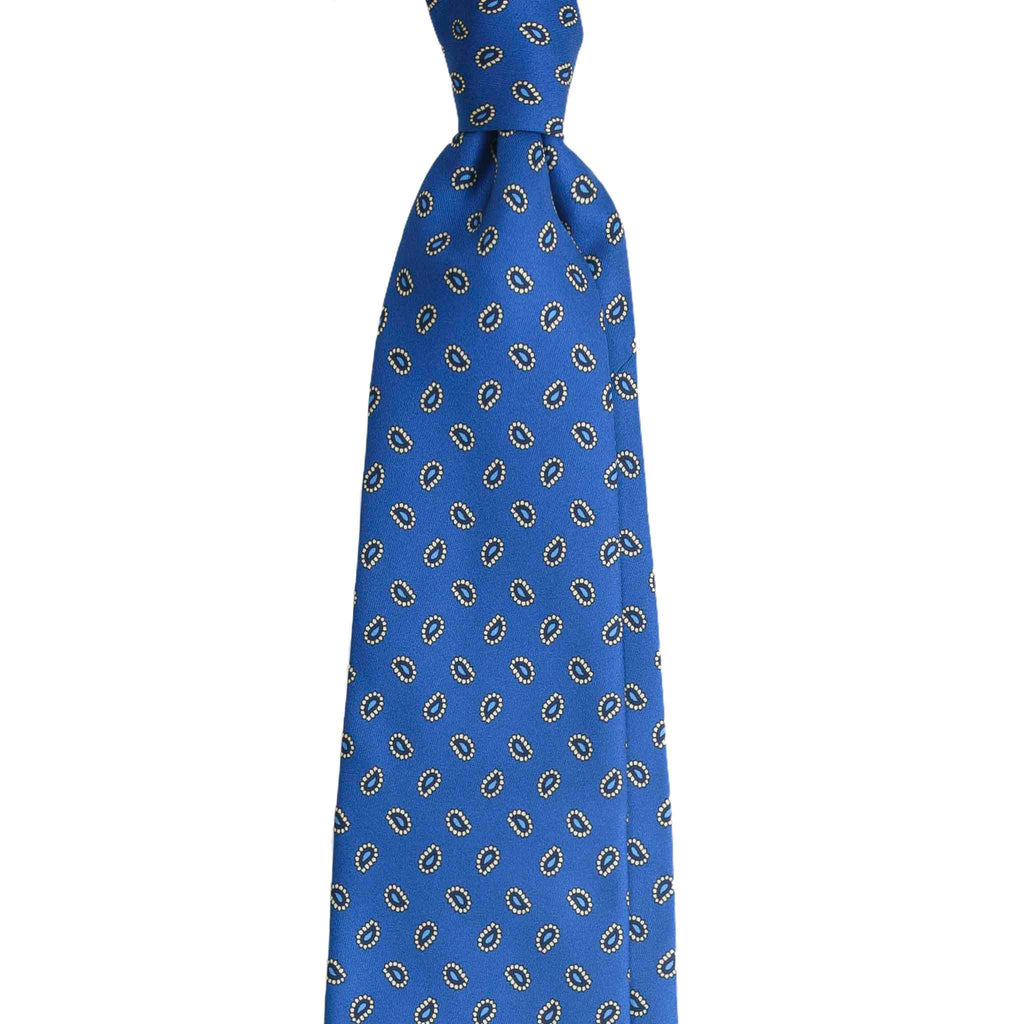 Blue Silk Tie with Small Paisley Serà Fine Silk