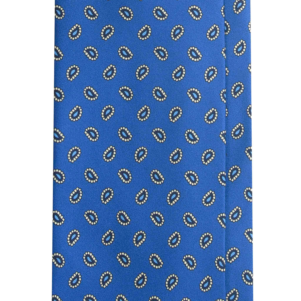 Blue Silk Tie with Small Paisley Serà Fine Silk