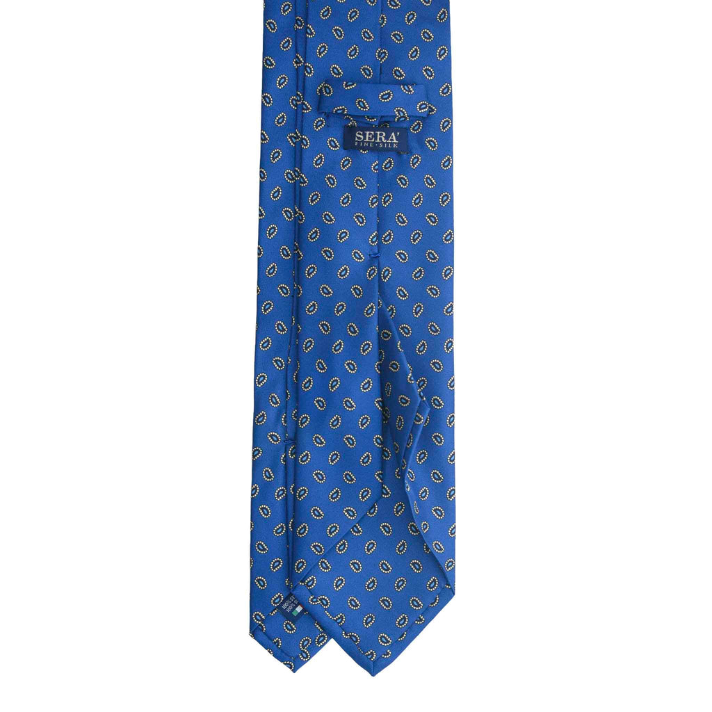 Blue Silk Tie with Small Paisley Serà Fine Silk