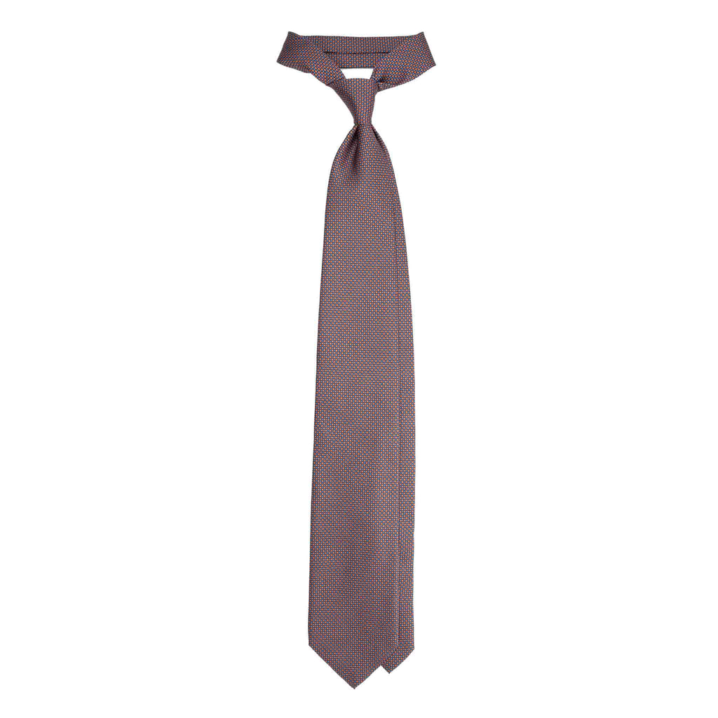 Orange Silk Tie with Checkboard Micropattern Serà Fine Silk