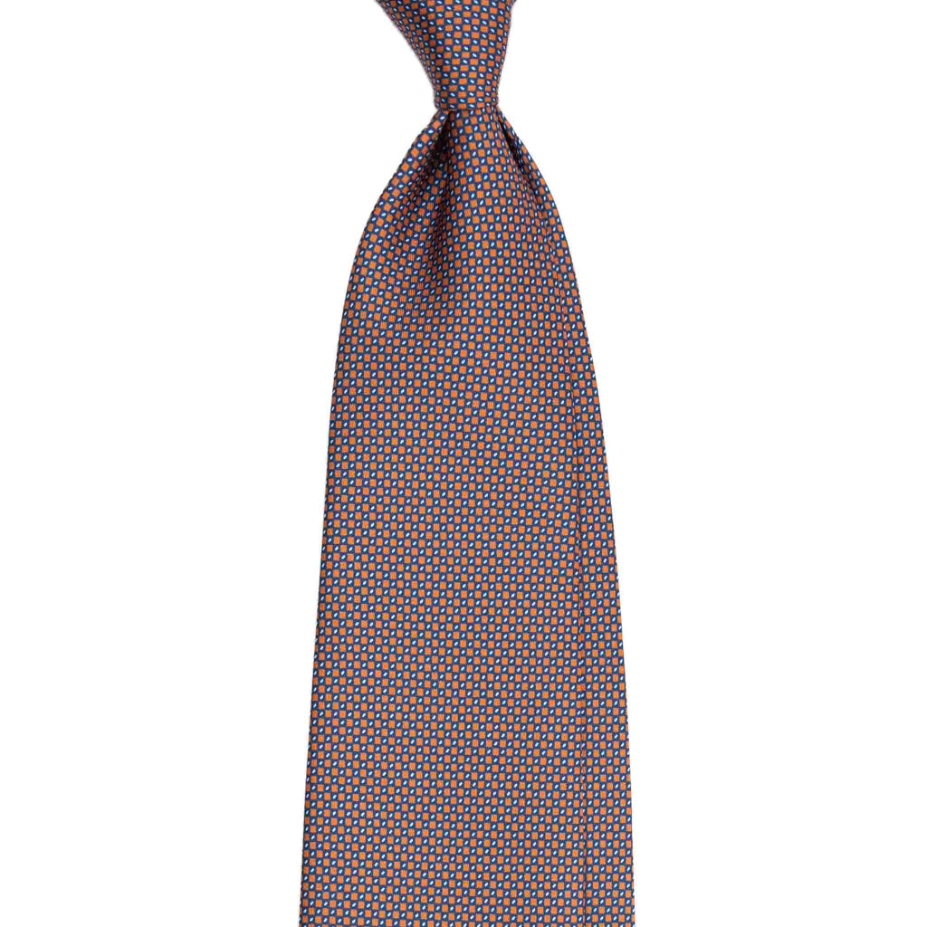 Orange Silk Tie with Checkboard Micropattern Serà Fine Silk