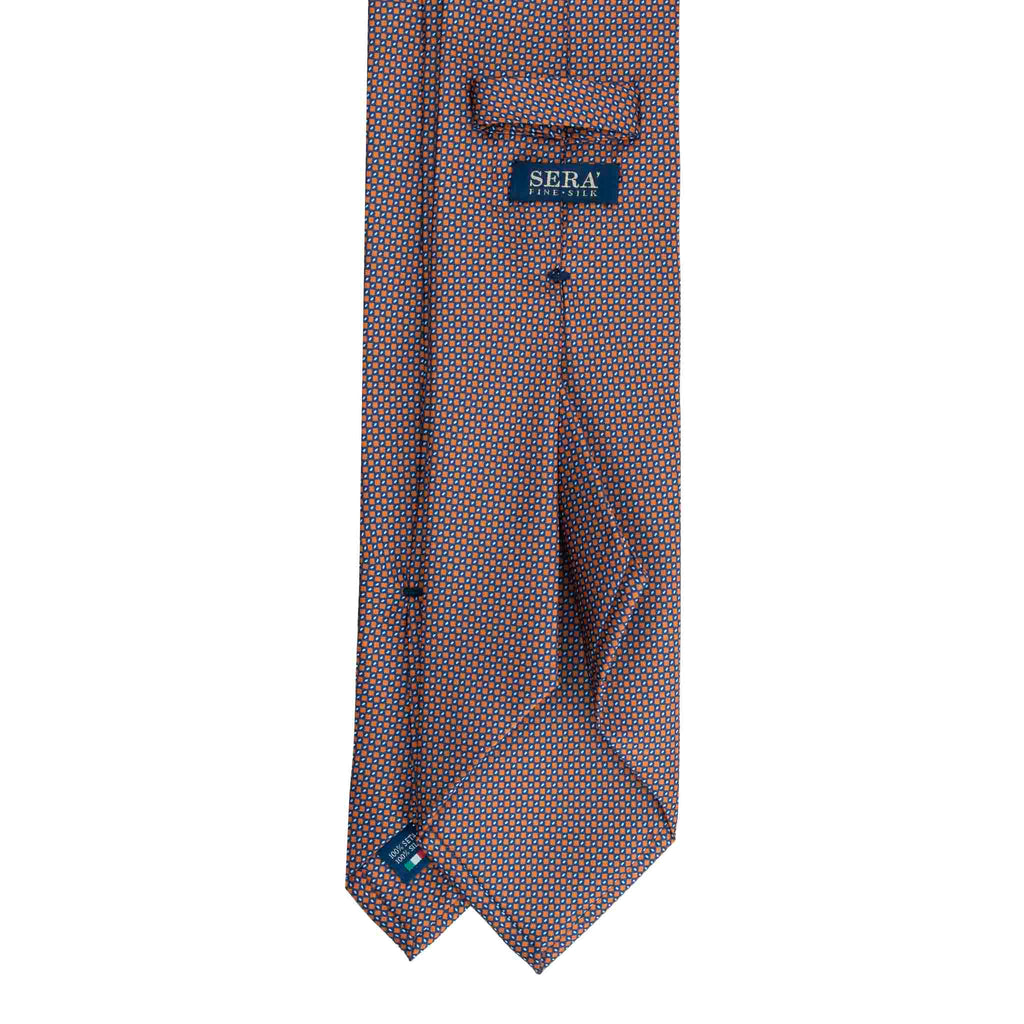 Orange Silk Tie with Checkboard Micropattern Serà Fine Silk