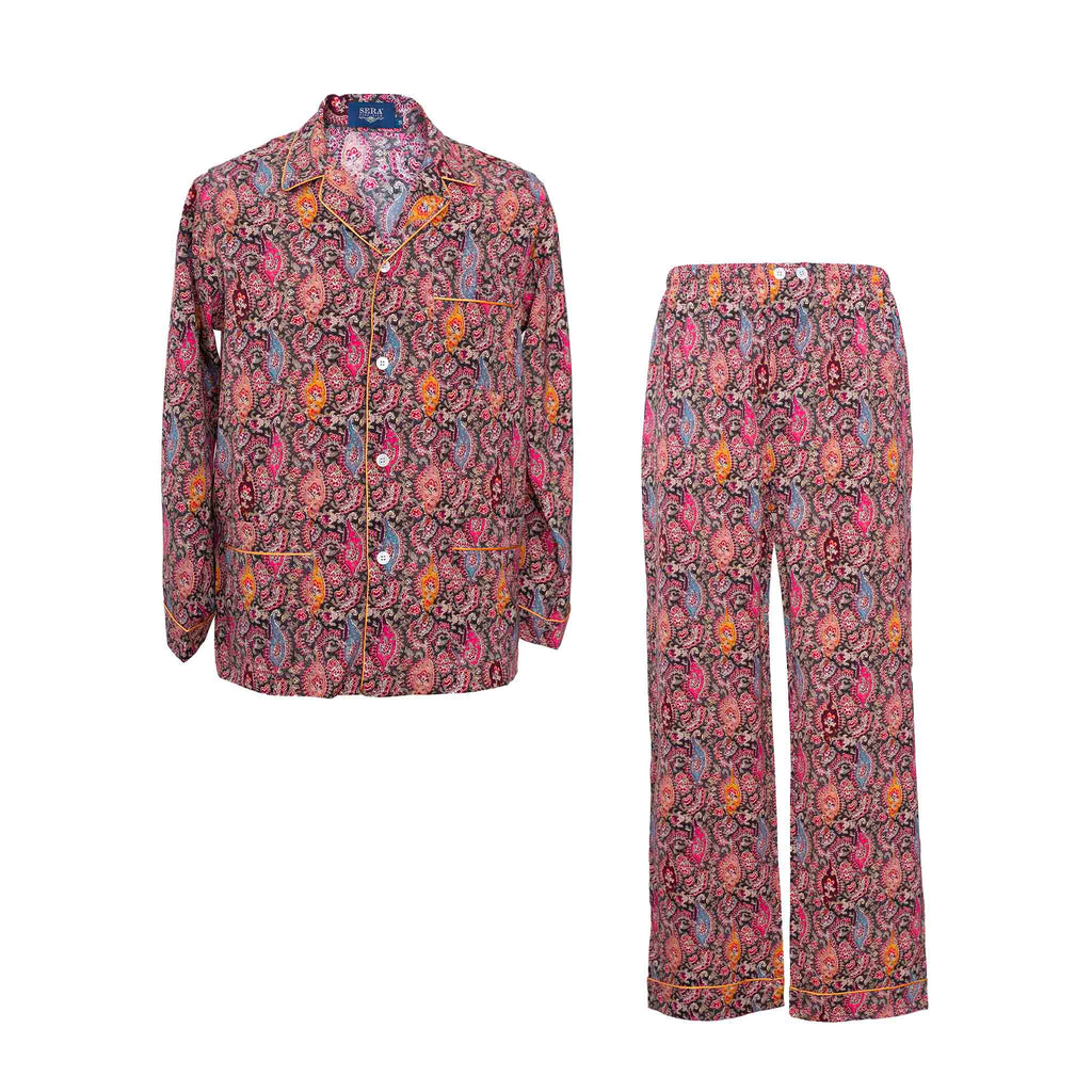 Pink & Grey Paisley Silk Pajama | Serà Fine Silk