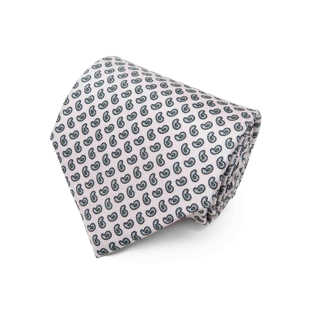 Pink and Grey Paisley Silk Tie Serà Fine Silk