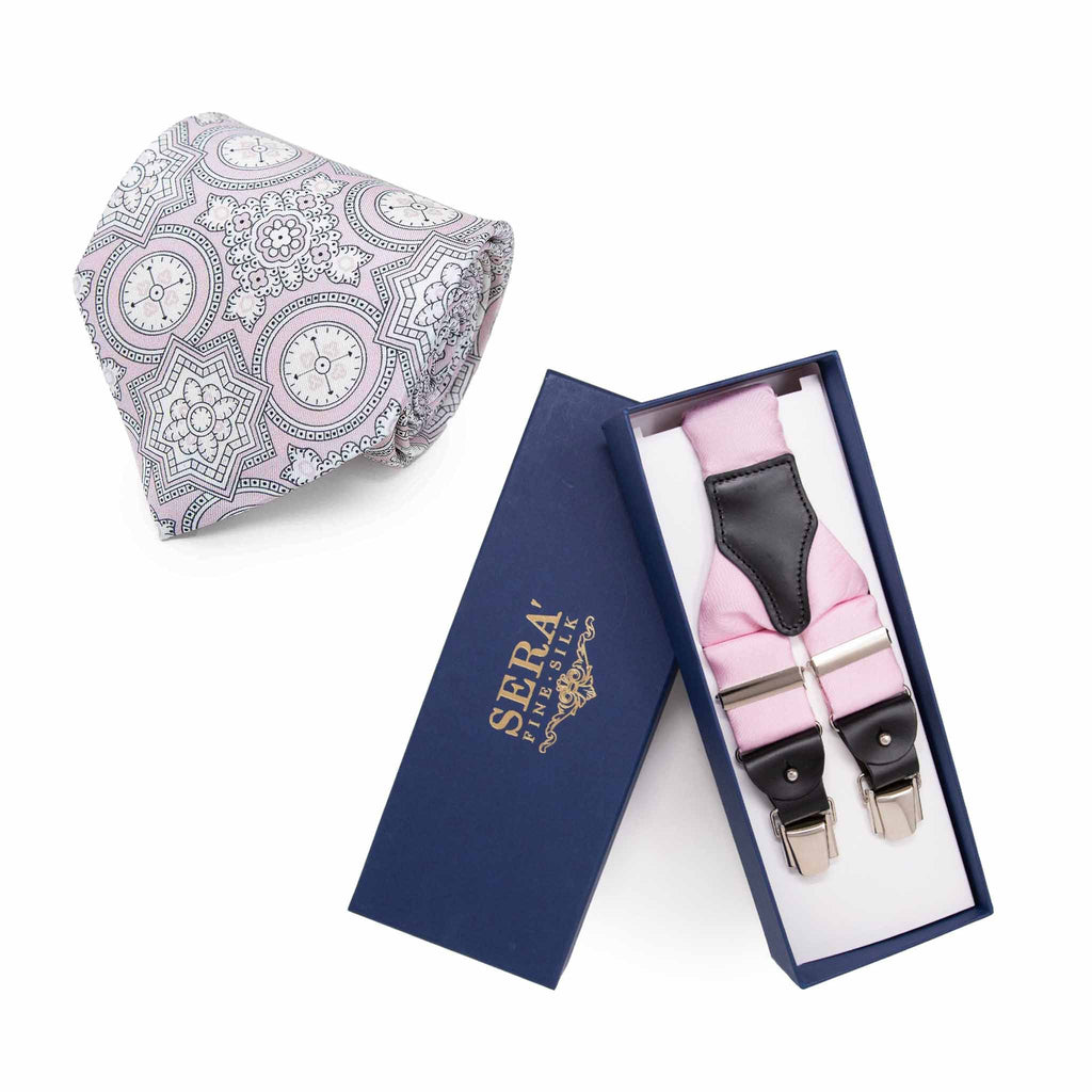 Pink Tie & Suspenders Set Serà Fine Silk