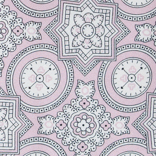 Pink and White Big Medallions Silk Tie Serà Fine Silk