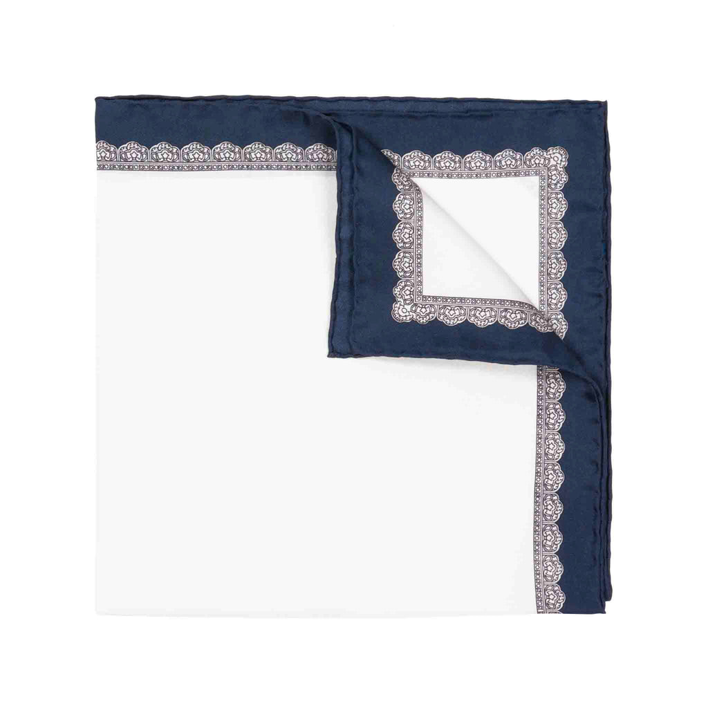 Navy Blue Essential Silk Pocket Square Serà Fine Silk