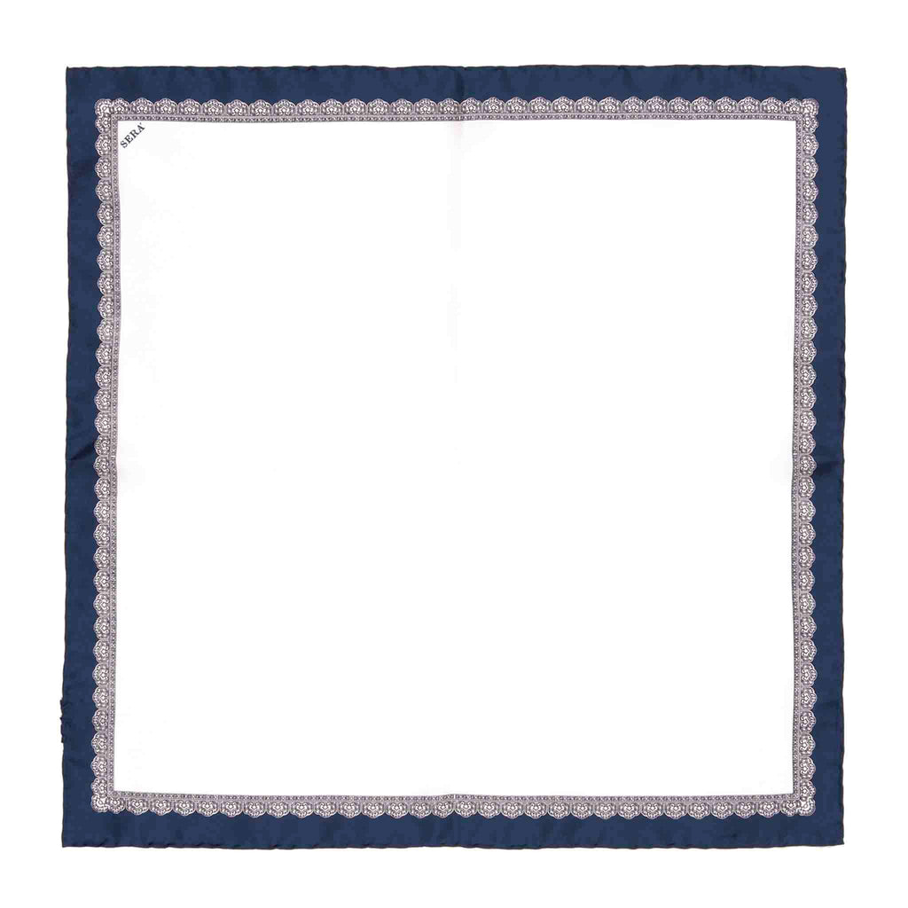 Navy Blue Essential Silk Pocket Square Serà Fine Silk