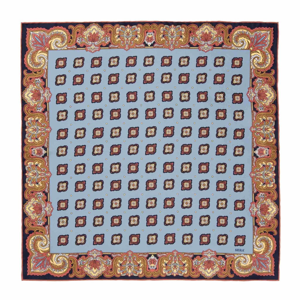 Cardo Light Blue Silk Pocket Square Serà Fine Silk