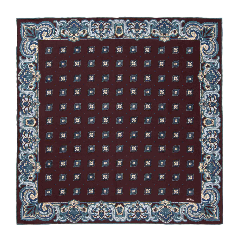 Elleboro Burgundy Silk Pocket Square Serà Fine Silk