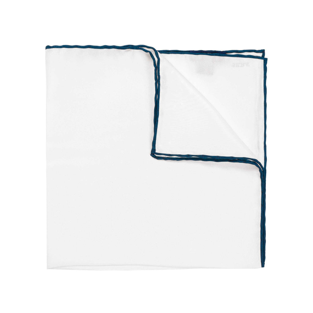 Blue Simple Border Pocket Square Serà Fine Silk