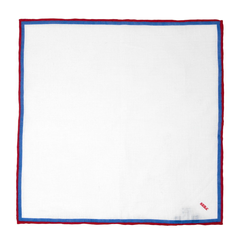 Red Double Linen Pocket Square Serà Fine Silk