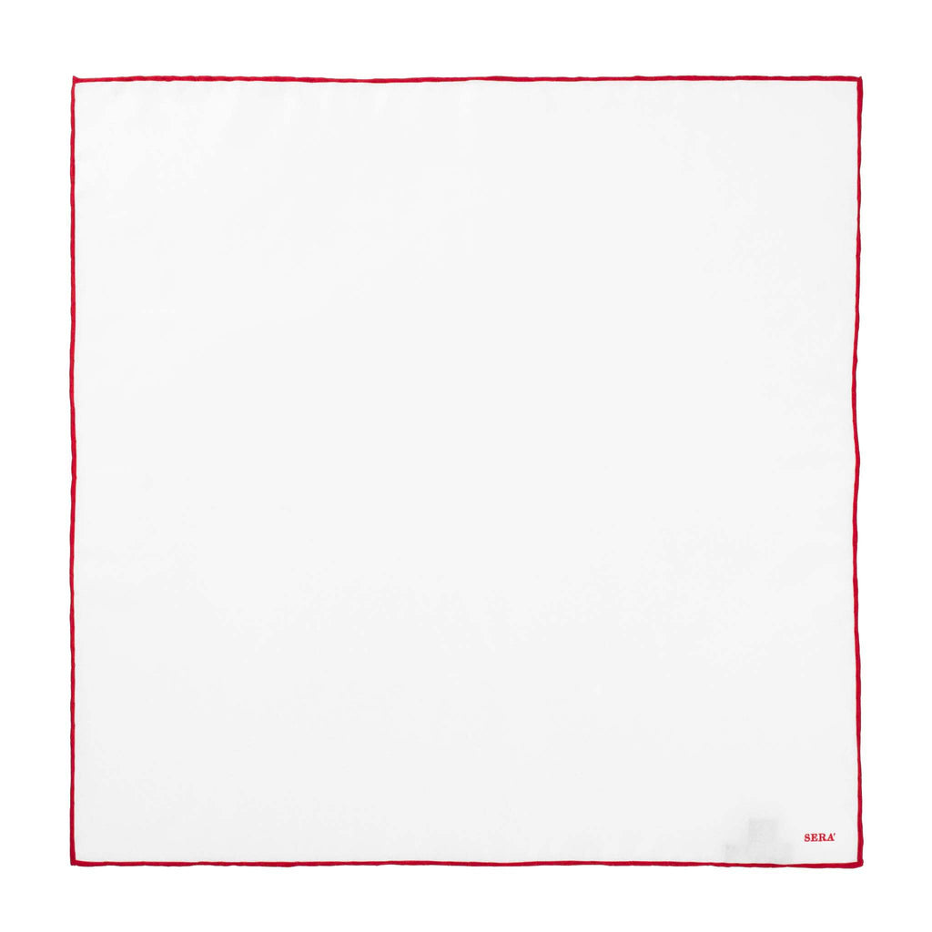 Red Simple Border Pocket Square Serà Fine Silk