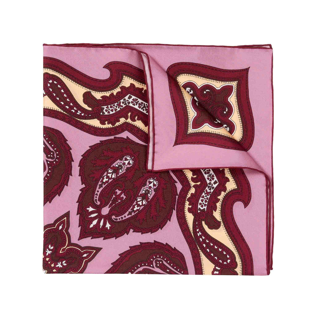 Wild Strawberry Chianti Silk Pocket Square Serà Fine Silk